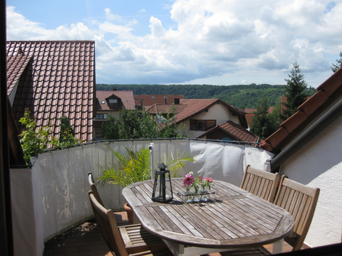 Blick von der Ferienwohnung im Dachgeschoss